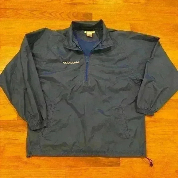 Vintage Diadora Soccer blue mens 1/4 zip pullover size medium y2k 90s - Picture 1 of 6